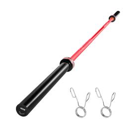 VEVOR - 7FT Barbell Bar, Fits 2-Inch Weight Plates, Barbell Bar with Knurled Grip for Strength Training, 1000lbs/453kg Capacity - Red,Black