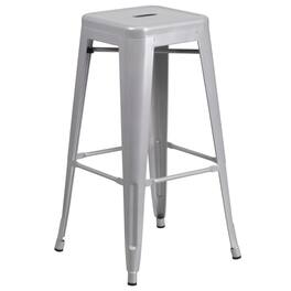 Flash Furniture - Kai Commercial Grade 30" High Backless Silver Metal Indoor-Outdoor Barstool with Square Seat - Gray