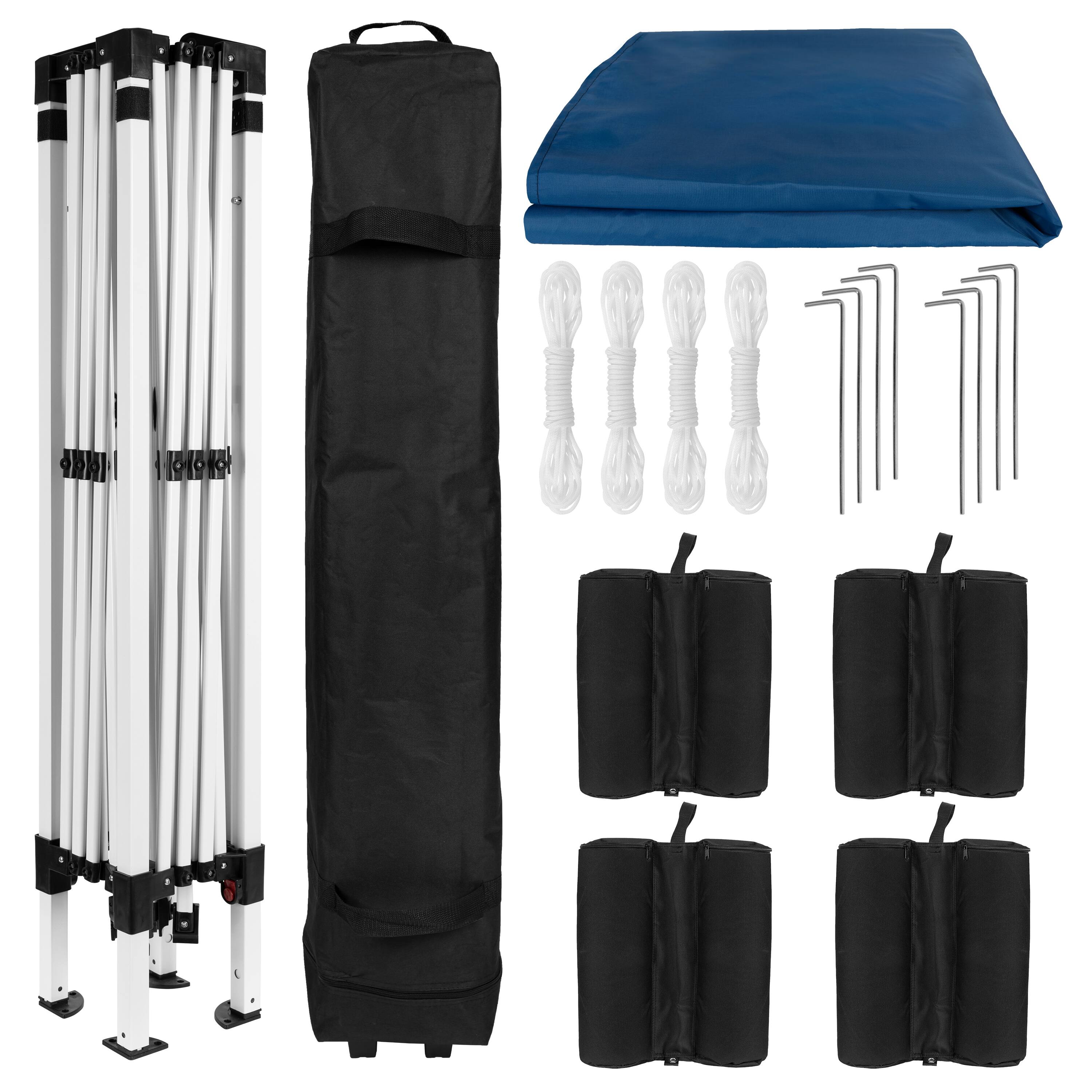 Alt View 7. Emma + Oliver - Ukko 10'x10'  Weather Resistant, UV Coated Pop Up Canopy Tent with Sandbags and Wheeled Case - Blue.