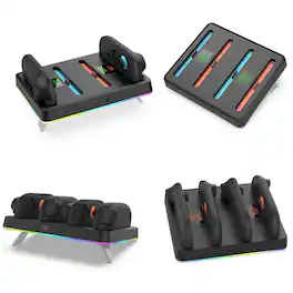 Luckbyte - Magnetic 4-in-1 Charging Dock for Nintendo Switch 2 Controllers, RGB Wall Mount Charger Stand with Buzzer Feedback