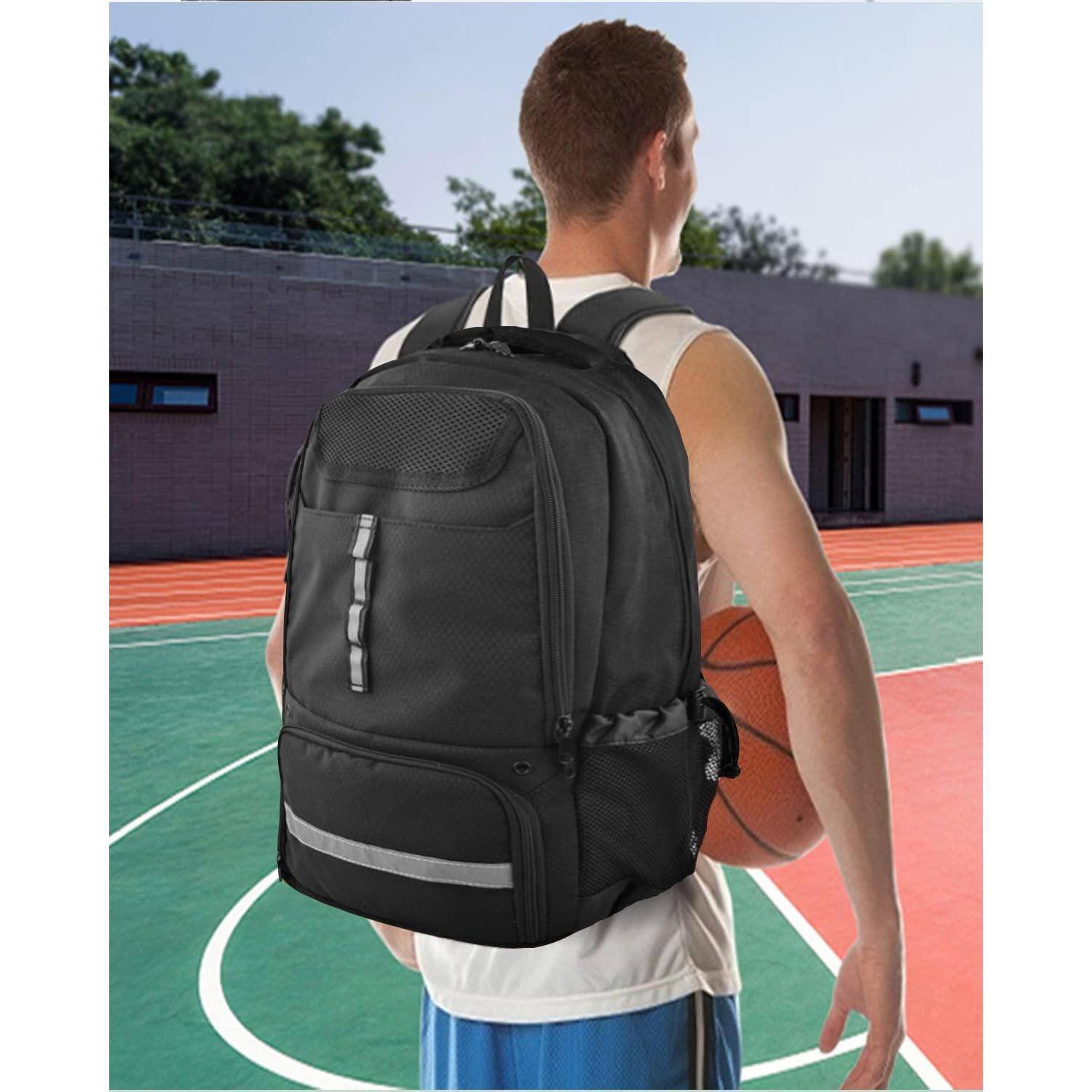 Alt View 5. Live At Space - Basketball Backpack  Large Bag with Shoes and Ball Compartment Soccer Backpacks for Basketball/Volleyball - Black.
