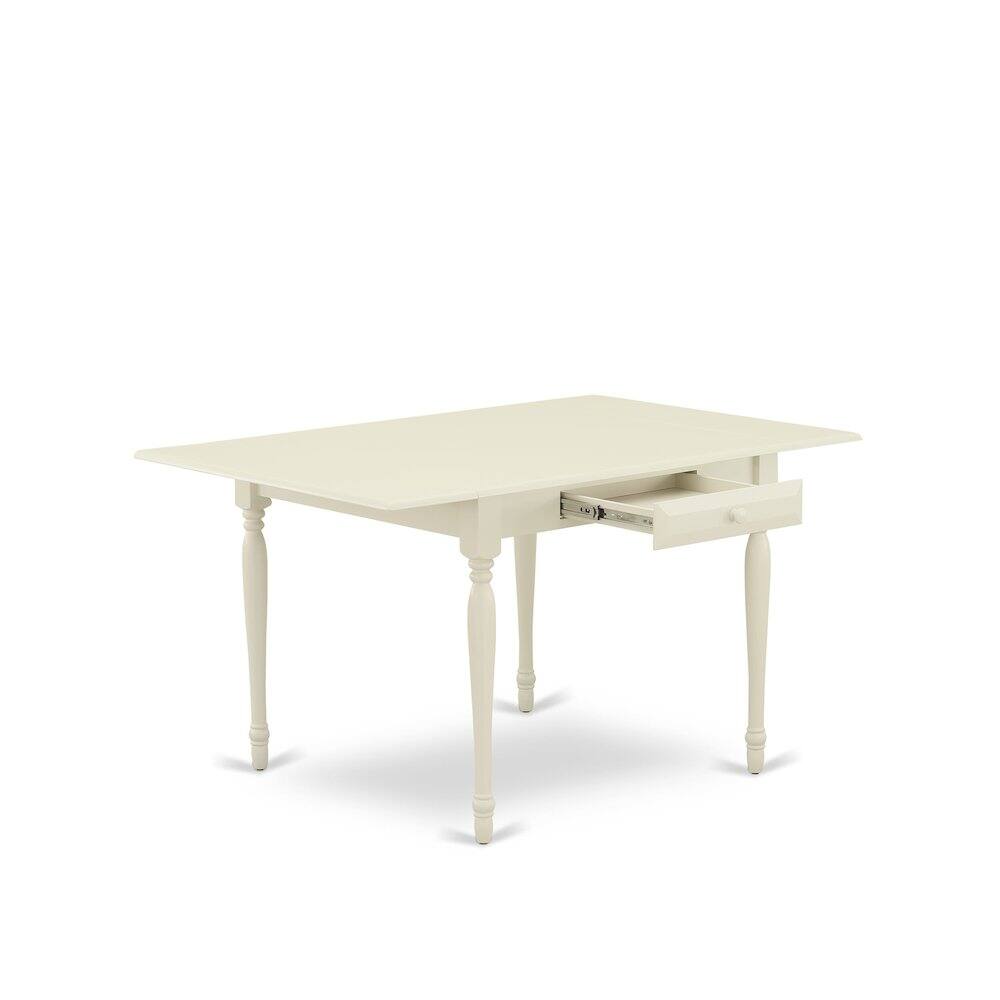 Alt View 1. East West Furniture - 1MZAB3-LWH-02 3Pc Dining Room Table Set Consists of a Wood Dining Table and 2 Upholstered Dining Chairs with Light - Linen White.
