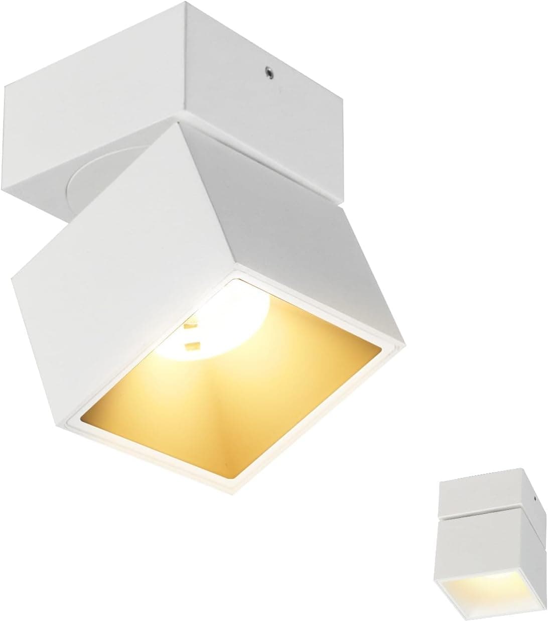 Front. FINEAK - 360° Pivoting Aluminum Ceiling Spotlight 7W 3000K CRI 97 Warm White (White).