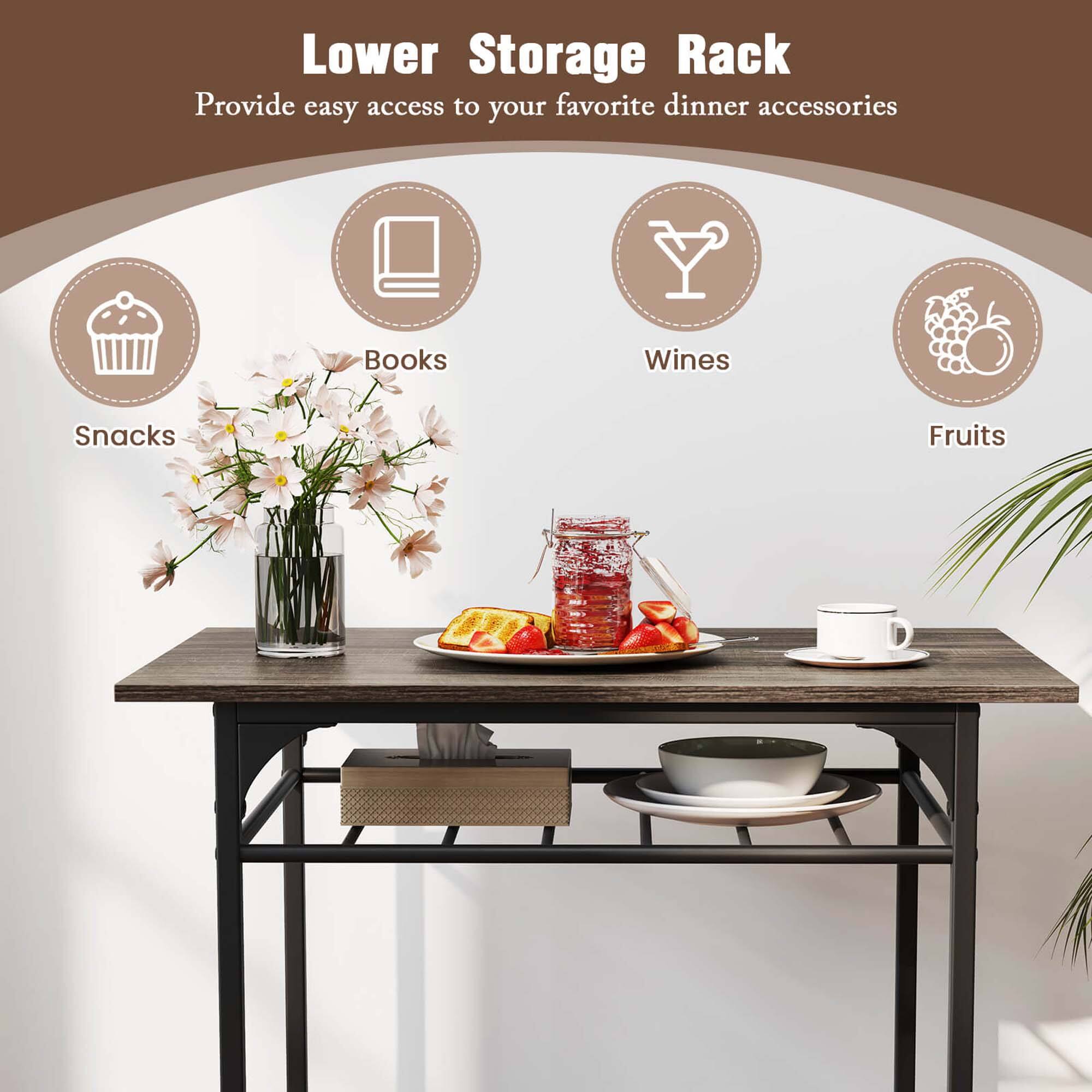 Lower Storage Rack
Provide easy access to your favorite dinner accessories
Books
Wines
Snacks
Fruits