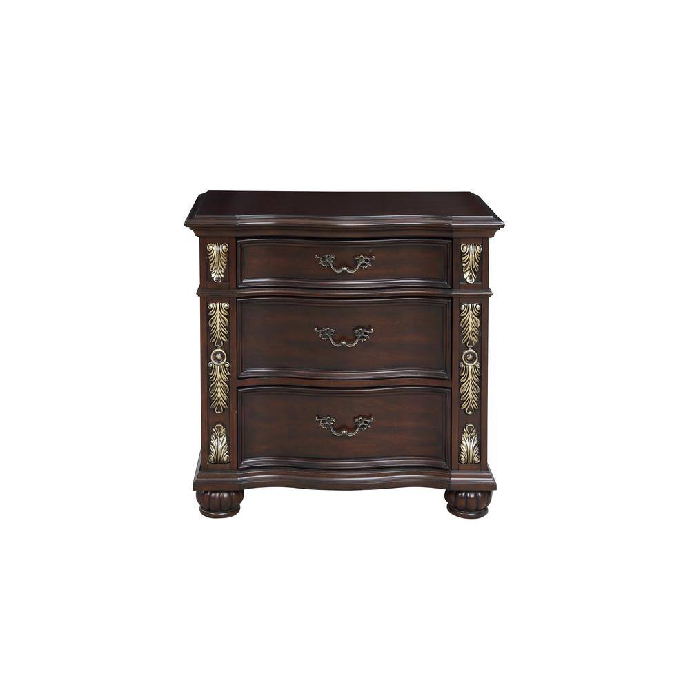 Alt View 2. New Classic Furniture - Furniture Maximus Solid Wood 3-Drawer Nightstand in Madeira - Brown.