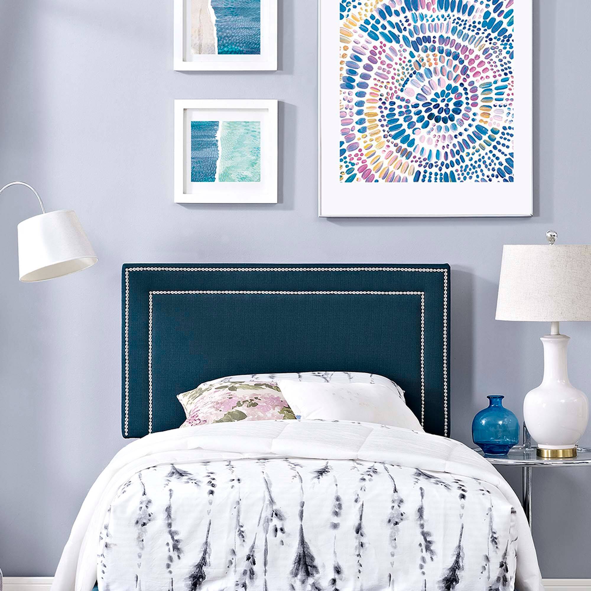 Back. Modway - Jessamine Upholstered Fabric Twin Headboard by Modway - Blue.