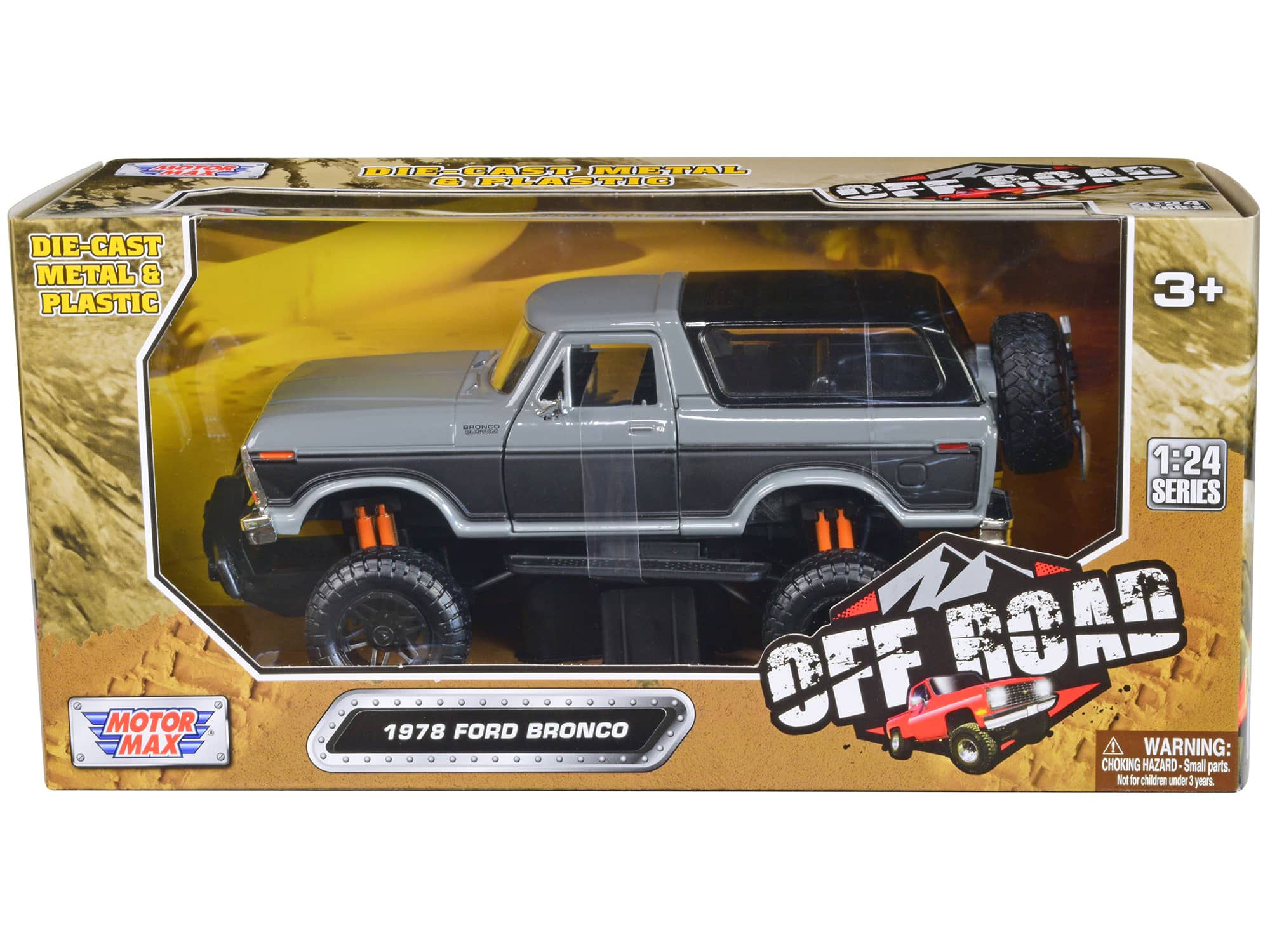 "1978 Ford Bronco Custom Gray and Black ""Off Road"" Series 1/24 Diecast Model Car by Motormax" price history on PriceWatchPro