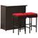 Front. Costway - 3PCS Patio Rattan Wicker Bar Table Stools Dining Set Cushioned Chairs Garden - Mixed Brown/Red.