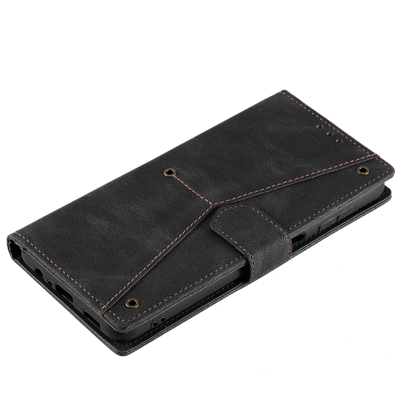 Alt View 2. Dteck - Wallet Case for Samsung Galaxy S24,Vintage PU Leather Flip Card Holder Kickstand Magnetic Closure Phone Cover - Black.