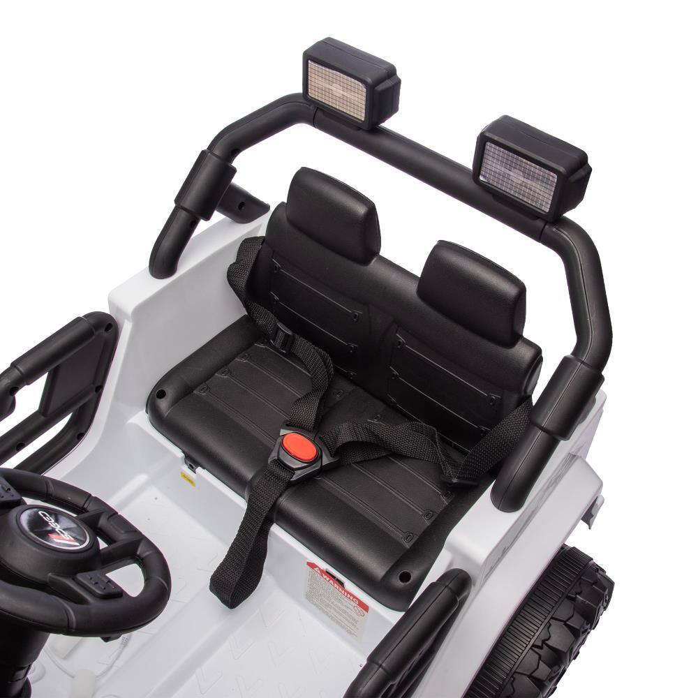 Back. BreeBe - 12V Kids Electric ride on Car w/ Remote Control, Dual Drive, 4-Wheel Suspension, Bluetooth, USB, Headlights, Age 2–4 - White.