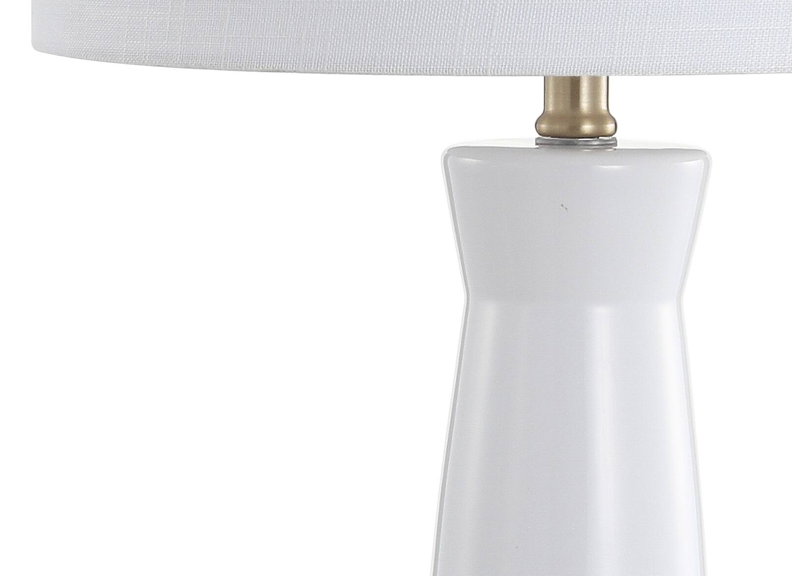 Alt View 3. Jonathan Y - Hartley 29" Ceramic Column LED Table Lamp, White - White/brass gold.