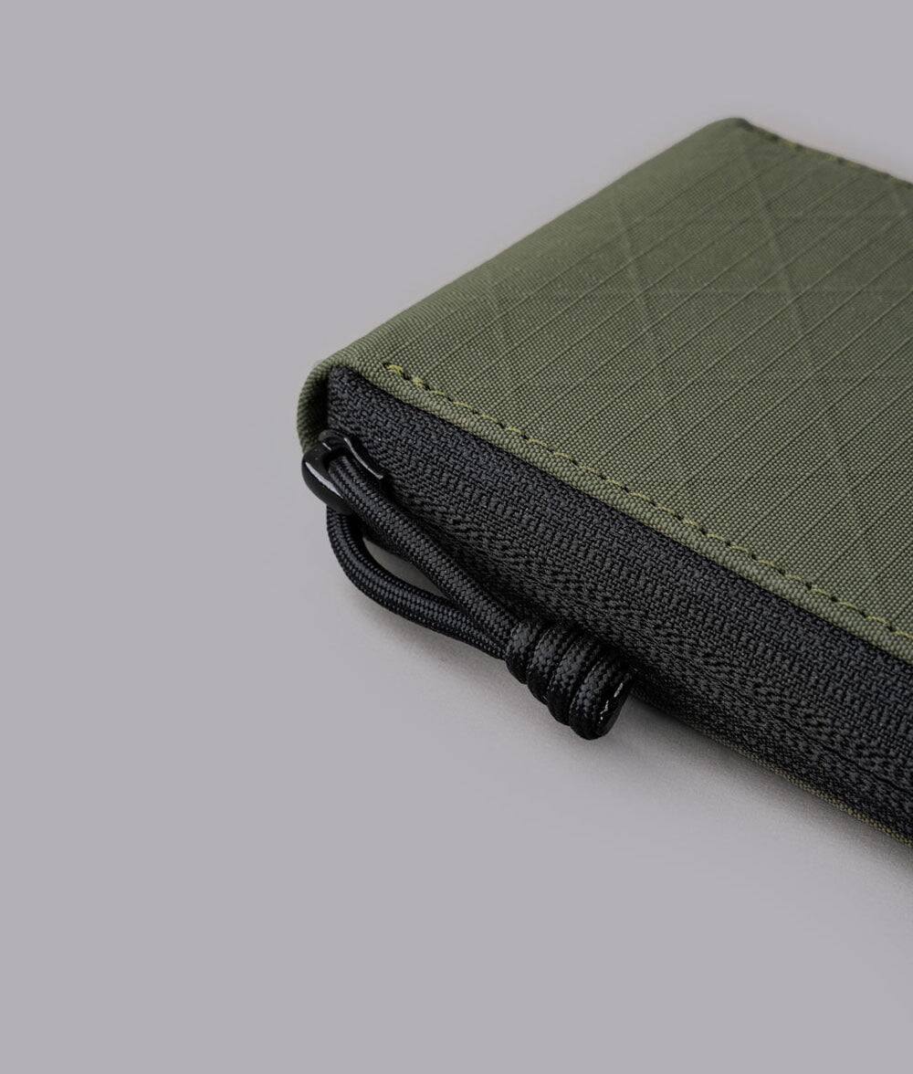 Alt View 2. ALPAKA - Zip ID Wallet with ID Window, RFID Protection, Holds 10+ Cards, Zip-Around Closure, Gift-Ready Box - Green Axogrid 210D.