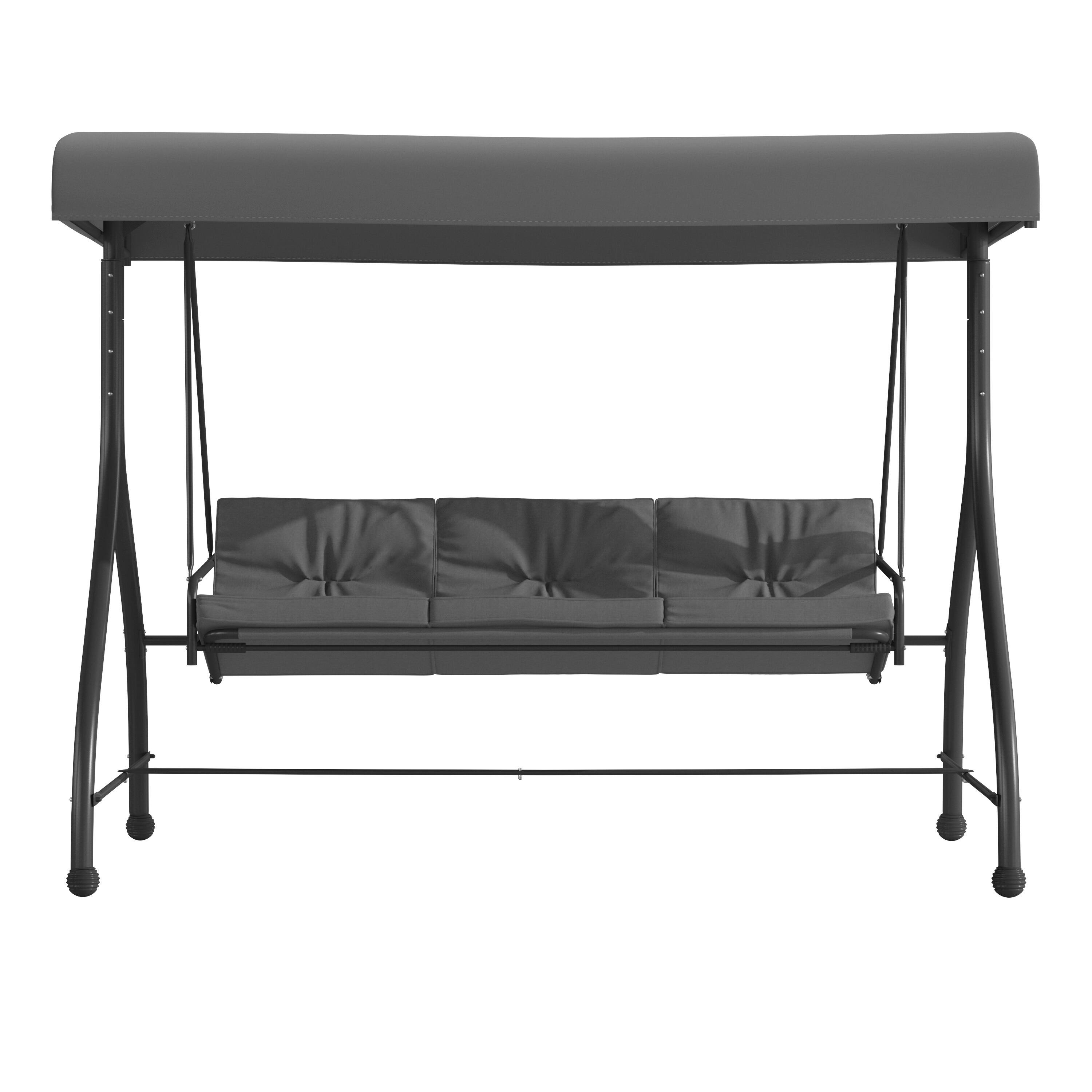 Alt View 9. Emma + Oliver - 3-Seat Outdoor Steel Converting Patio Swing and Bed Canopy Hammock - Gray.