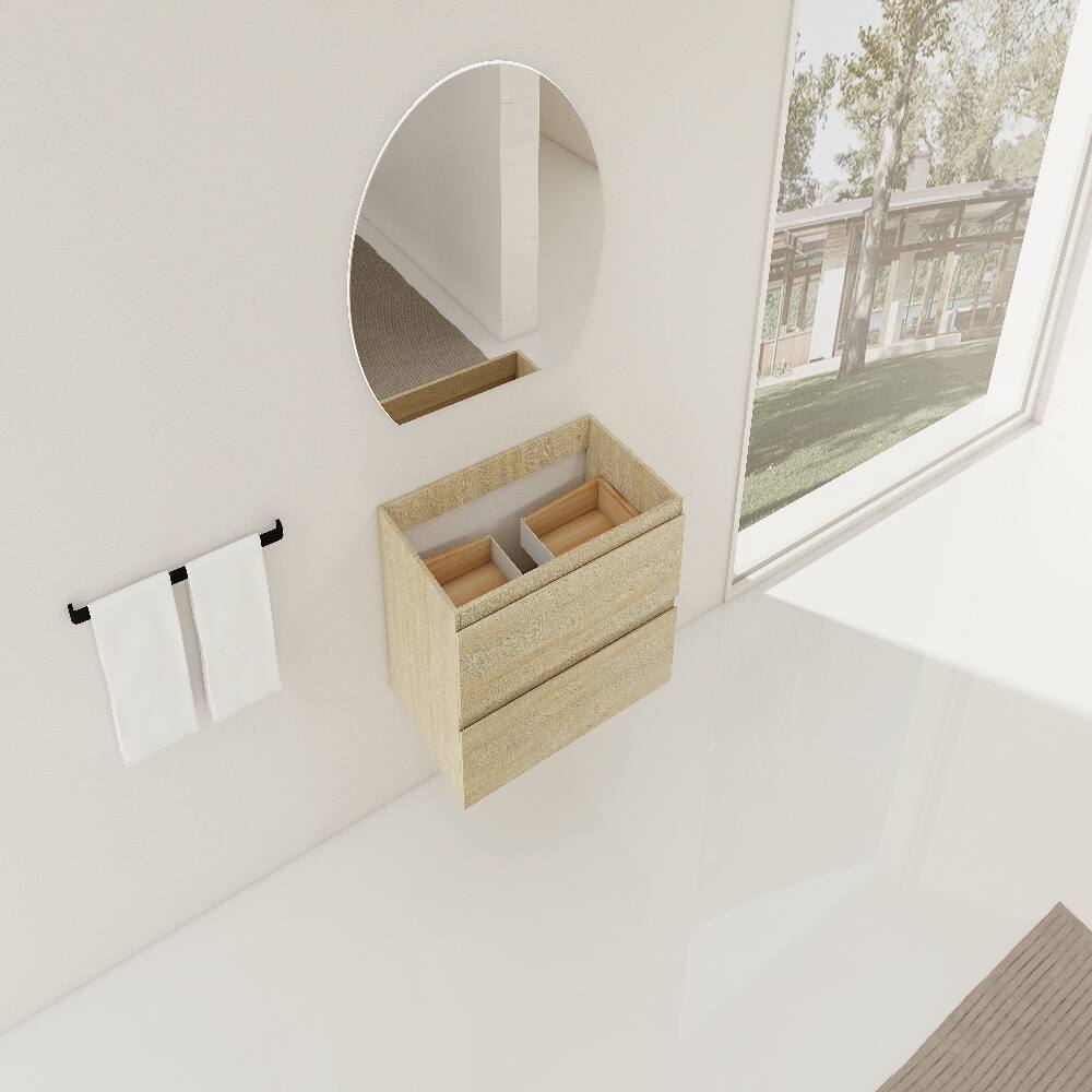 Alt View 2. Loheer - Loheer 30 inch wall mounted bathroom vanity Light Oak Plywood Base Only - Light Oak.