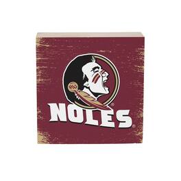 Evergreen Enterprises - Florida State Seminoles 6" Square Fan Chant Wood Block Shelf Sign - Multicolor