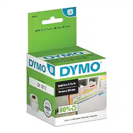 DYMO - LabelWriter 30327 File Folder Labels, 3-7/16" x 9/16", 130 Labels/Roll, 2 Rolls/Box (30327) - Black On White