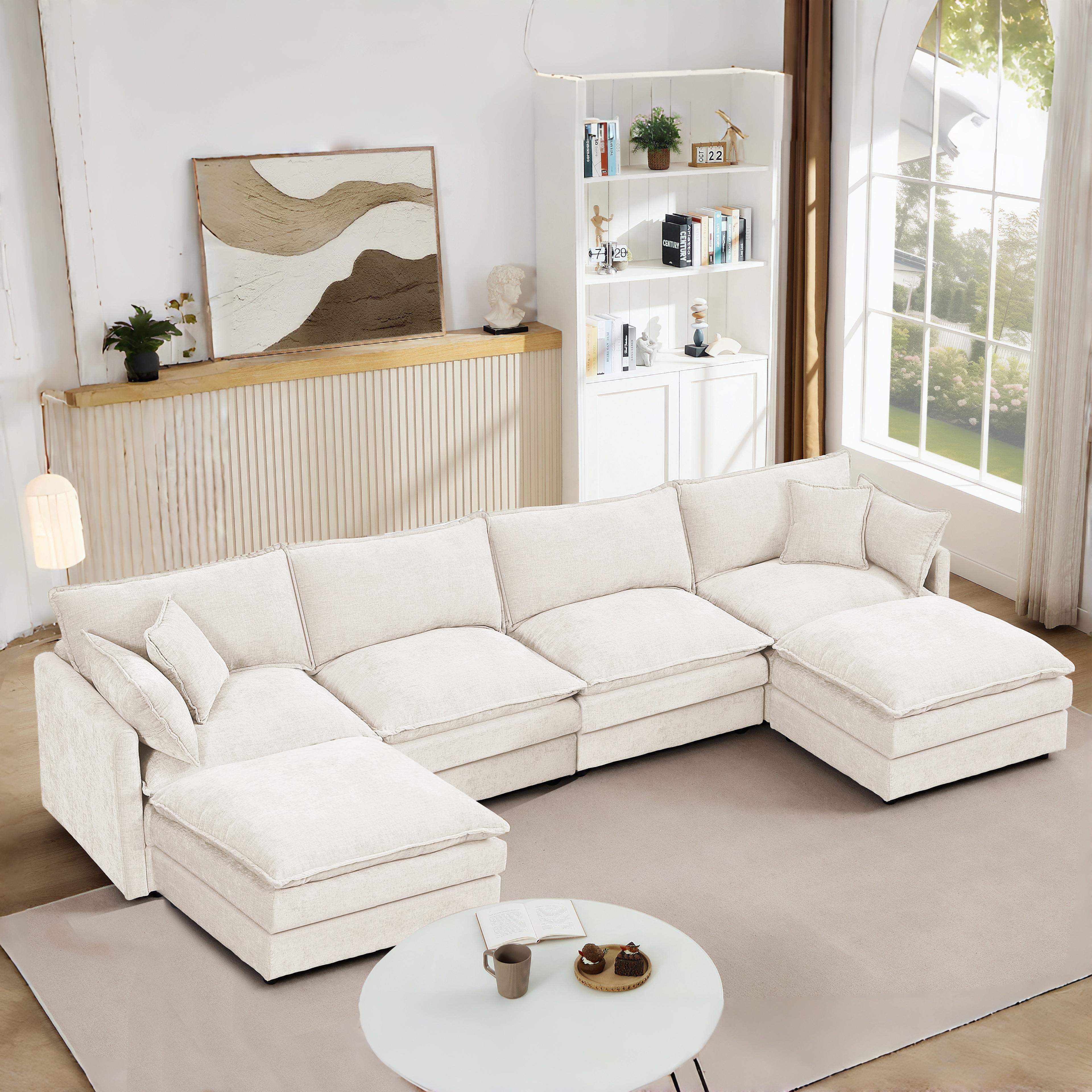 Roomtec Modular Sectional Sofa 130.7 Inch U Shaped Couch Set for Living ...