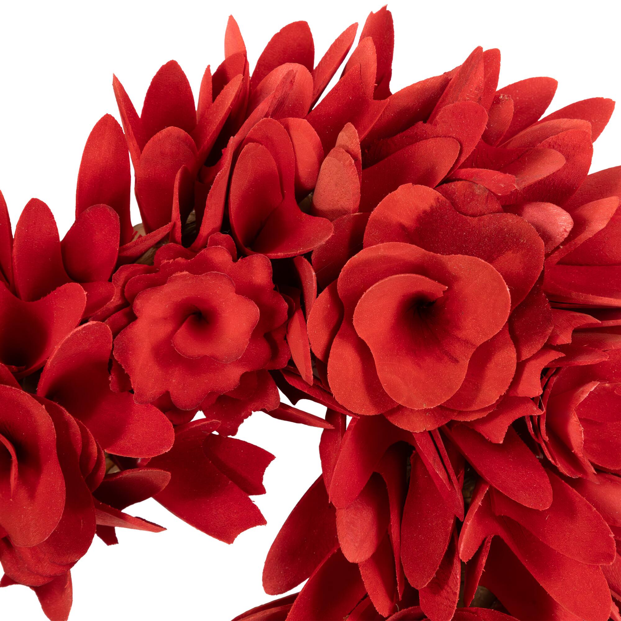 Alt View 2. Northlight - Wooden Rose Artificial Valentine's Day Floral Wreath - 14" - Red and Pink - Red.