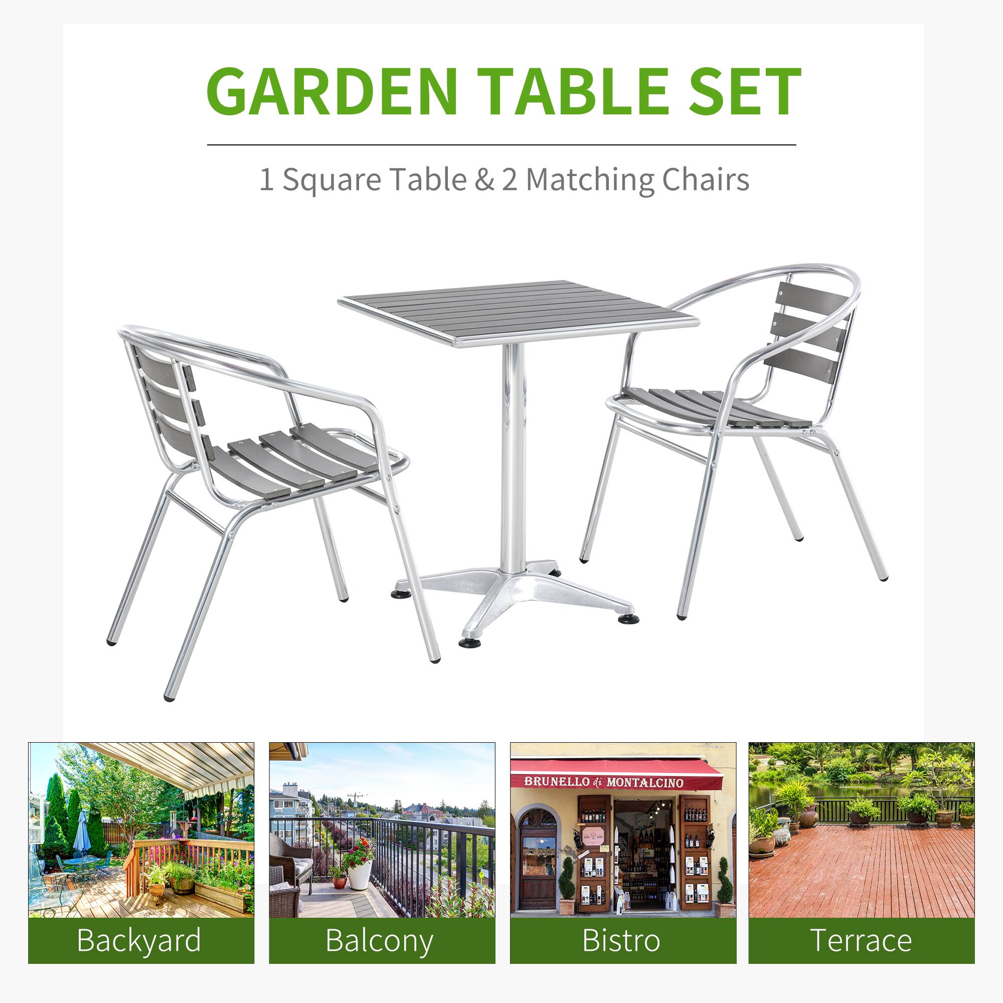 GARDEN TABLE SET  
1 Square Table & 2 Matching Chairs  

BRUNELLO DI MONTALCINO  

Backyard  
Balcony  
Bistro  
Terrace