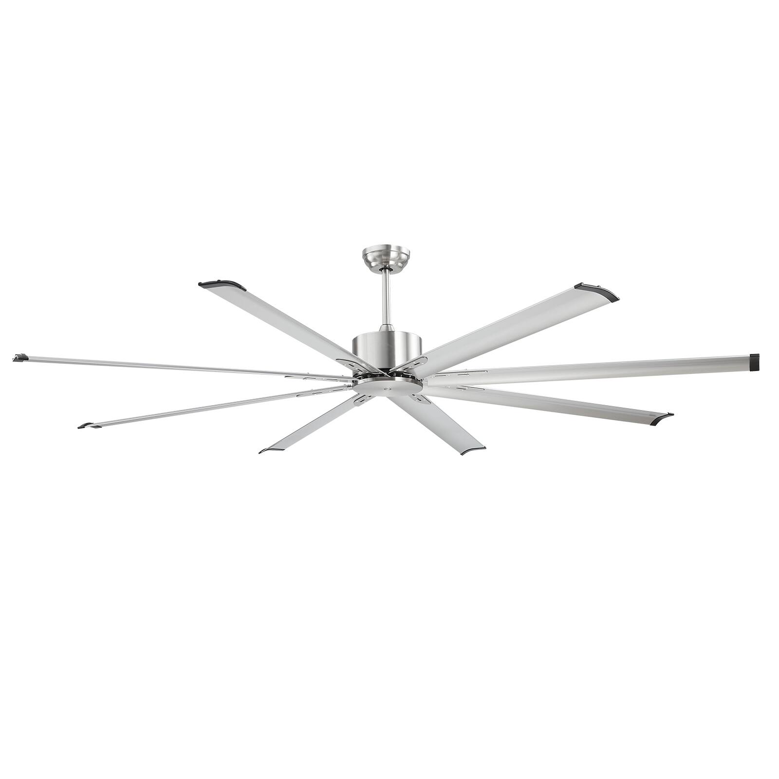 Alt View 5. VEVOR - 84 In Ceiling Fan without Light, 6-Speed Remote Control, Aluminum 8-Blade, Reversible DC Motor - Silver.