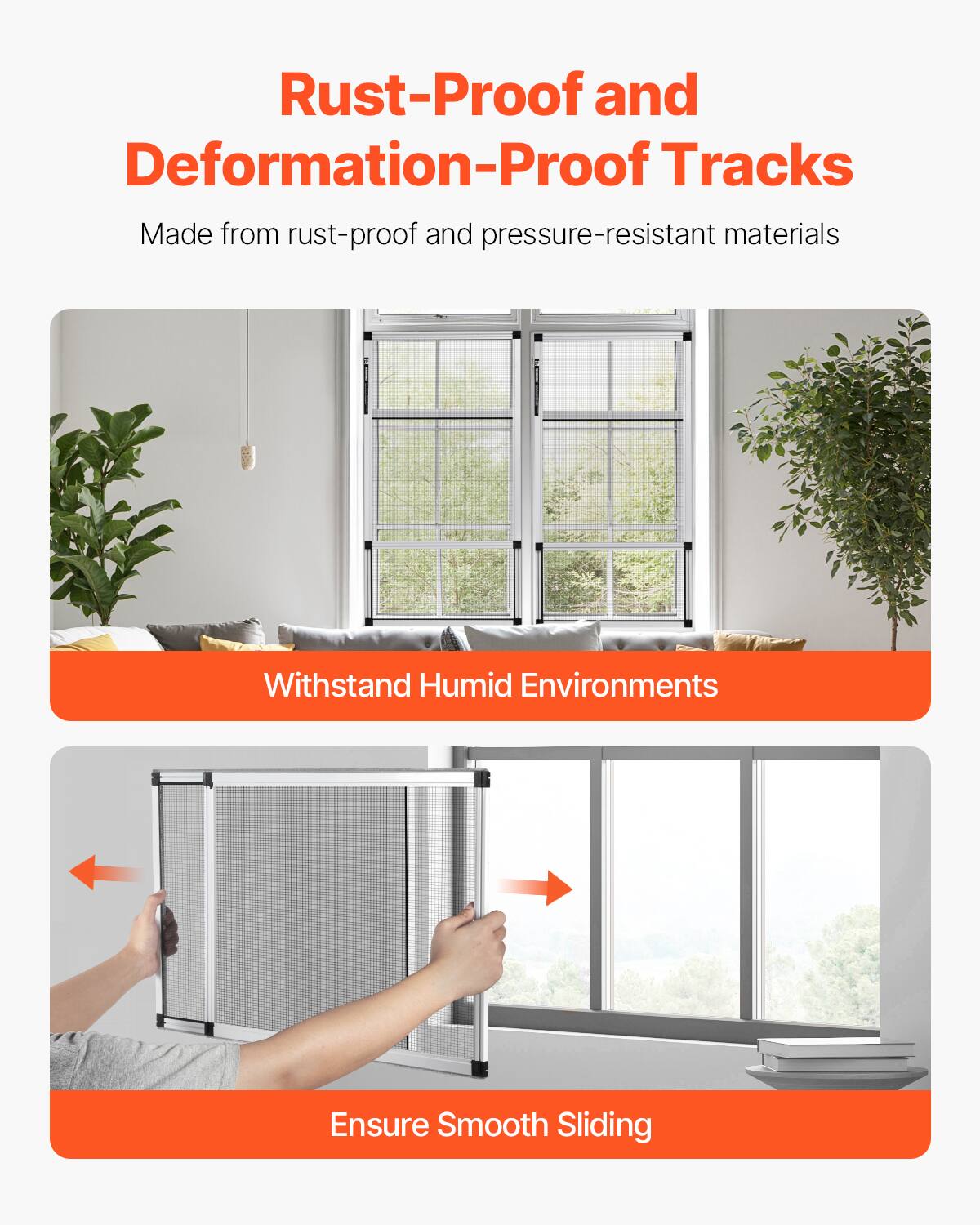 Rust-Proof and Deformation-Proof Tracks  
Made from rust-proof and pressure-resistant materials  

Withstand Humid Environments  

Ensure Smooth Sliding