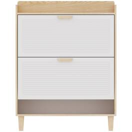 HTUTWOO - Shoe Cabinet - Entryway Freestanding Shoe Storage Organizer with 2 Flip Doors,with Legs for Hallways & Apartments - White