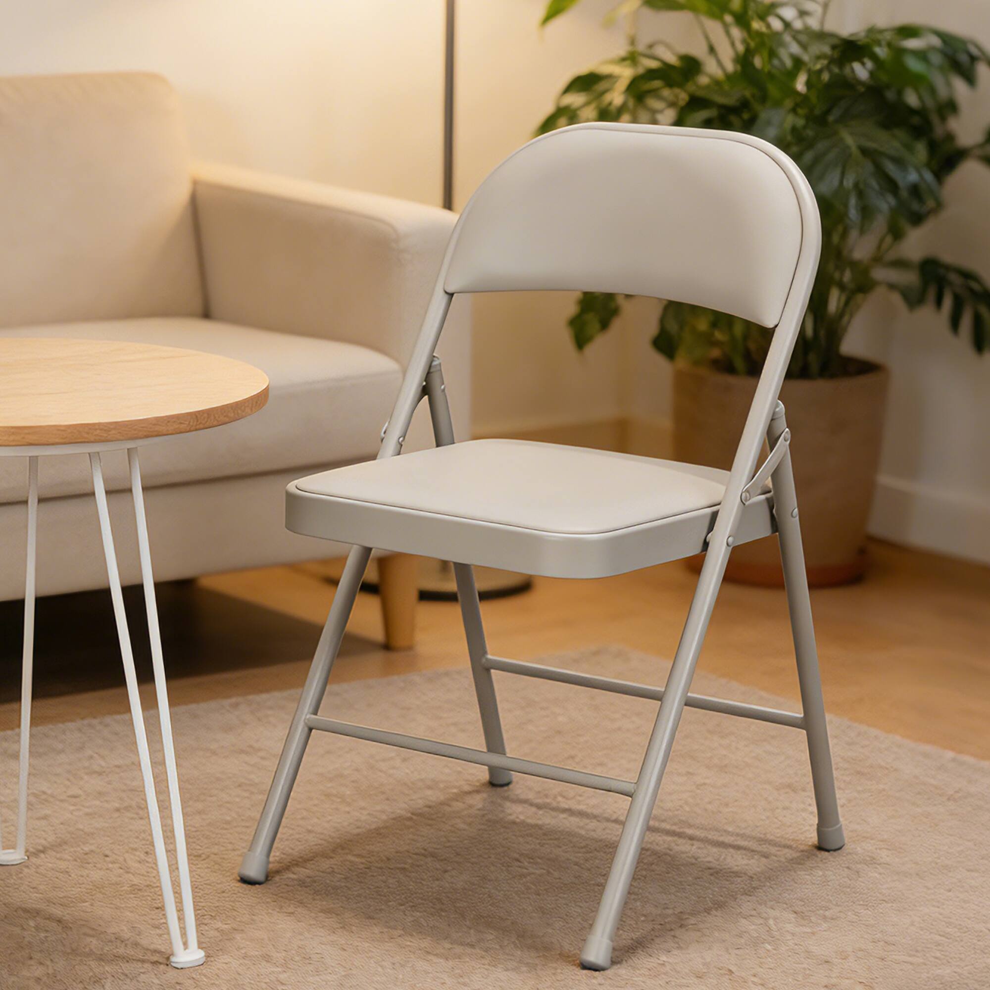 Angle. Yardgrace - Folding Chairs 8 Pack, Indoor Outdoor Portable Stackable Commercial Metal Chairs, Seating for Wedding, Party, Camping - Kaki.