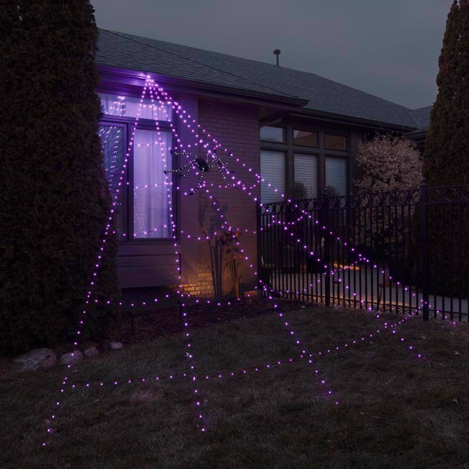 Front. Celebrations - Celebrations Orange/Purple 496 ct 16 ft. LED Prelit Web Hanging Decor - Multicolored.
