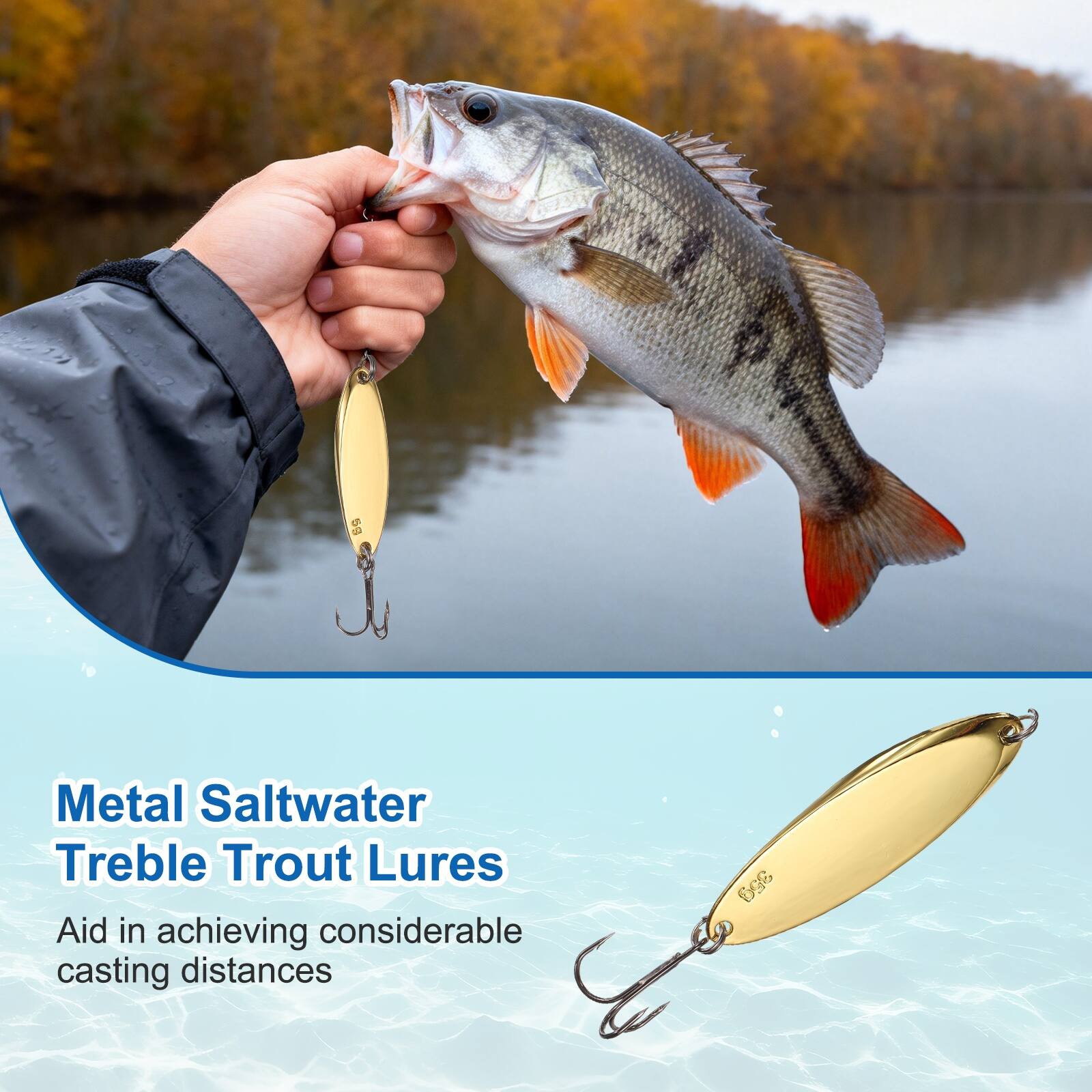 Metal Saltwater Treble Trout Lures  
Aid in achieving considerable casting distances