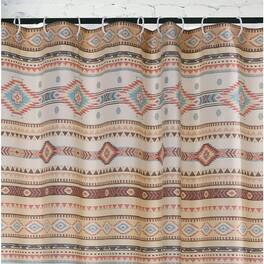 Barefoot Bungalow - Phoenix Traditional Design And Button Holes Hanging Shower Curtain72x72" - Tan