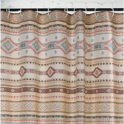 Front. Barefoot Bungalow - Barefoot Bungalow Phoenix Traditional Design And Button Holes Hanging Shower Curtain72x72", Tan - Tan.