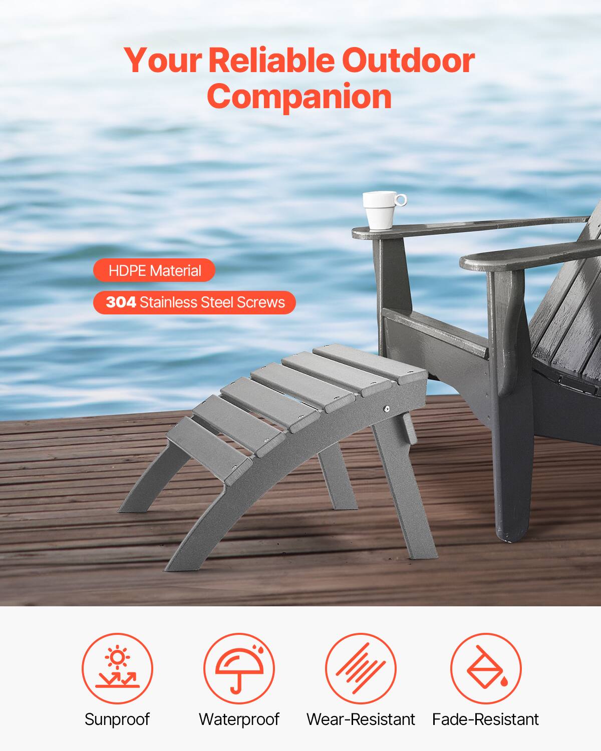 Your Reliable Outdoor Companion

HDPE Material  
304 Stainless Steel Screws

Sunproof  
Waterproof  
Wear-Resistant  
Fade-Resistant