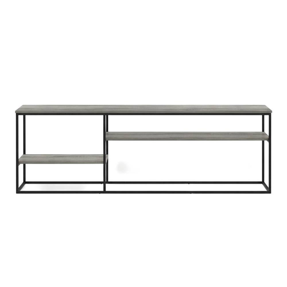 Alt View 3. FurniFact - French Oak Grey Wood TV Stand for Up to 78-Inch Screens with Storage Space - Gold.