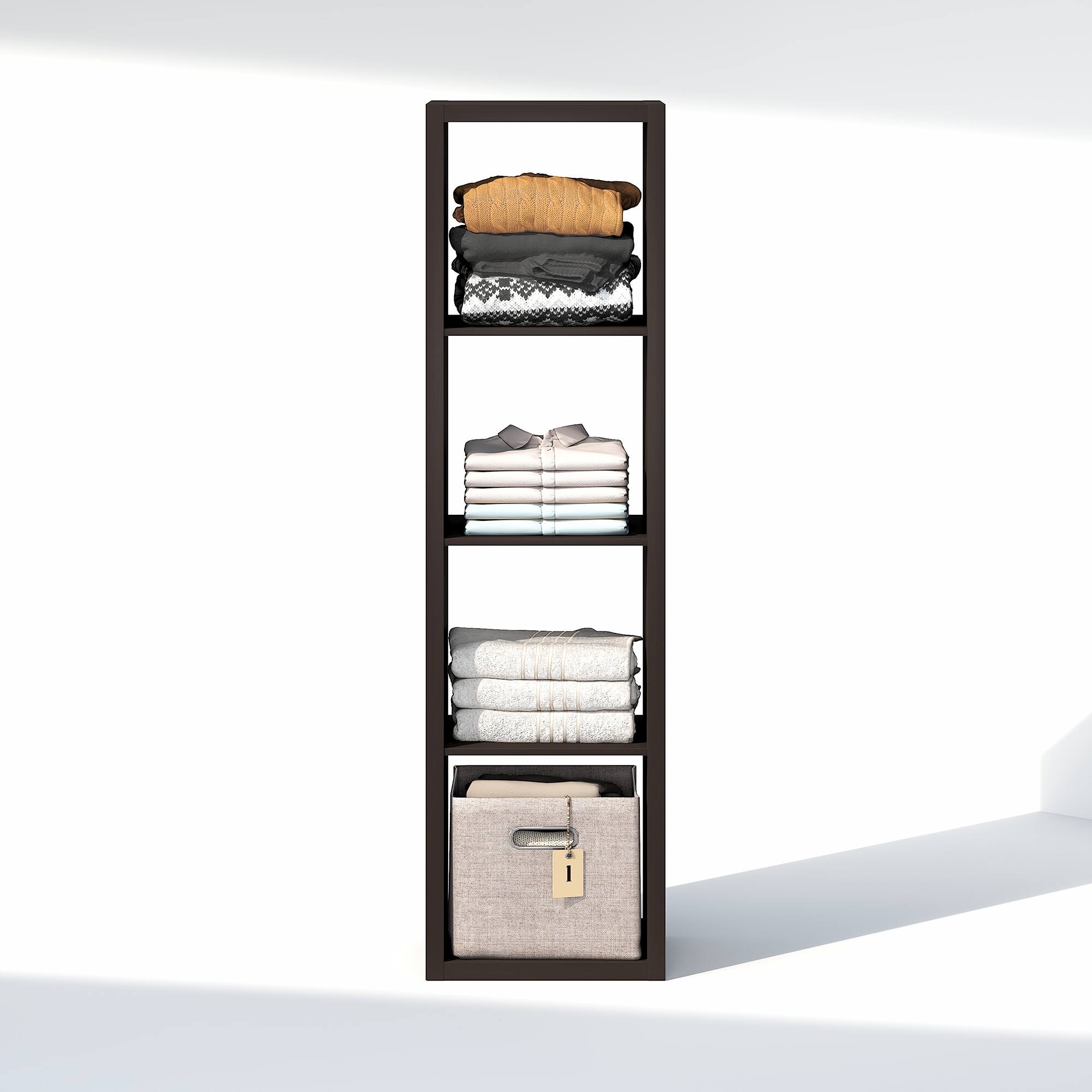 Alt View 3. Furinno - CUBIC Closet Organizers, 4-Cube Storage Organizer, Open Shelf, Extra Thick Frame, for Wardrobe, Bedroom, Living Room - Black Dark Oak.