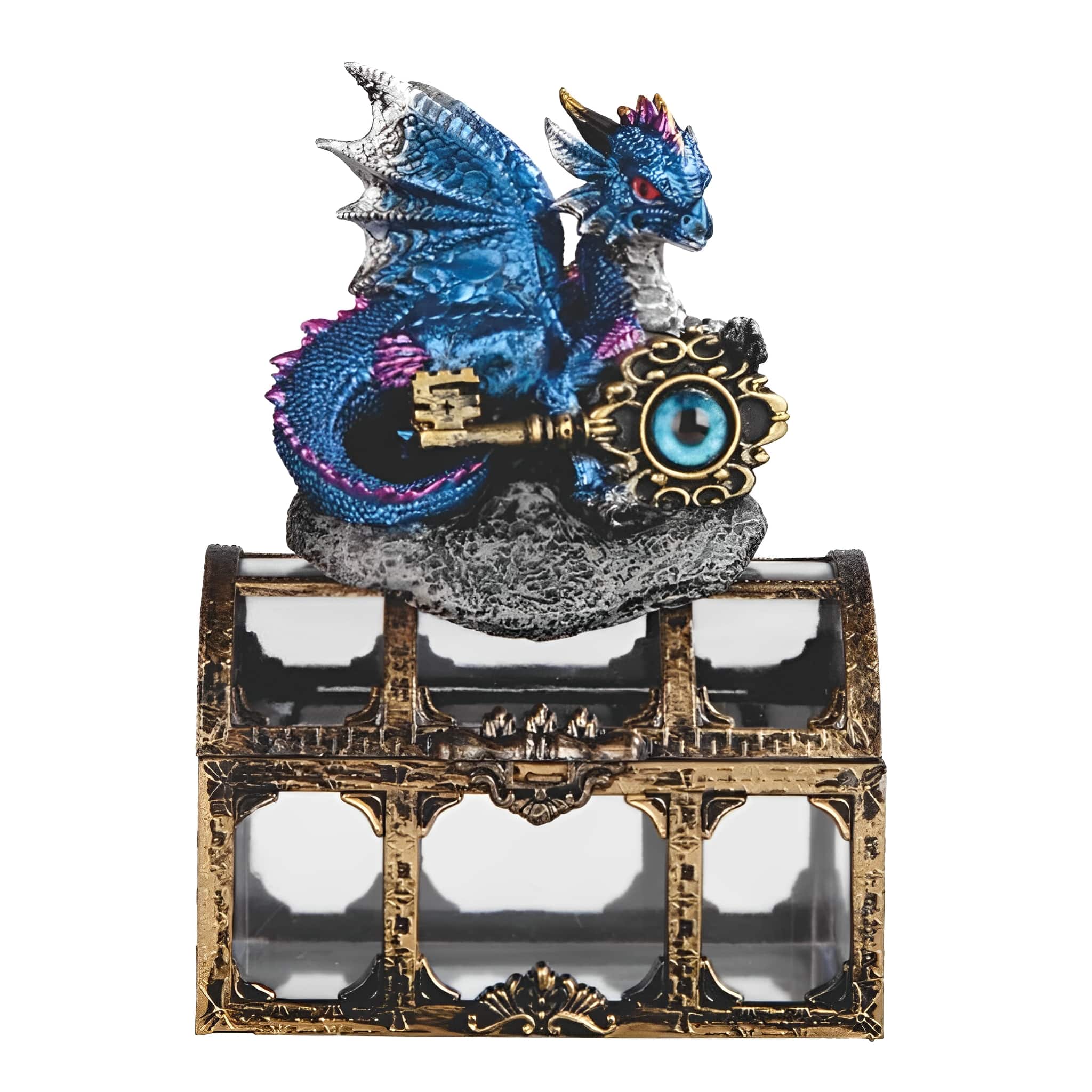FC Design - 5"H Dragon Crystal Treasure Box Computer Desk Tabletop Decoration - Multi-Color