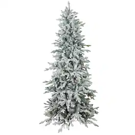 Sunnydaze - Slim and Stately Artificial Christmas Tree - 7 ft - Flocked - White