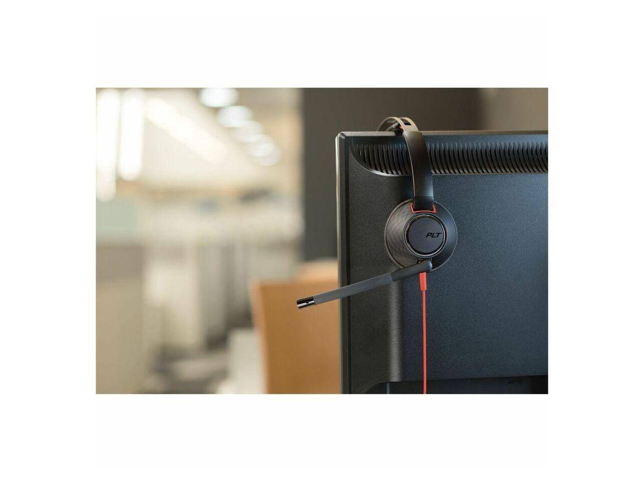 Alt View 3. HP - Poly Blackwire C5210 USB-C Headset - Mono, Noise Canceling, 7.10 ft, Black - Red.