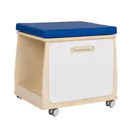 Children's Factory - Mobile Teacher Stool with Storage - Cushion - RTA - Blue