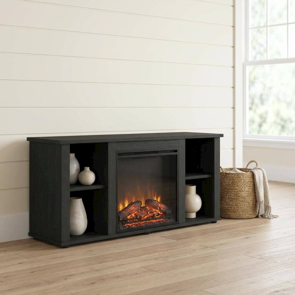 Alt View 2. FurniFact - Brown Electric Fireplace TV Stand with Storage for 55 Inch Screens - Brown.