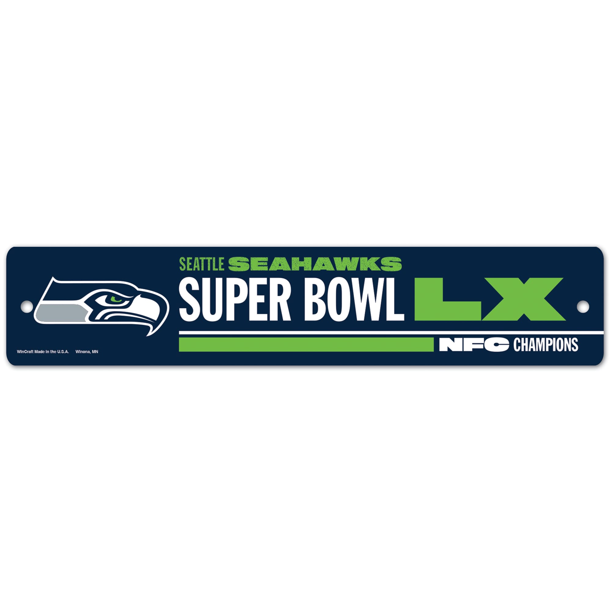Seattle Seahawks 2025 NFC Champions 3.75" x 19" Street Sign