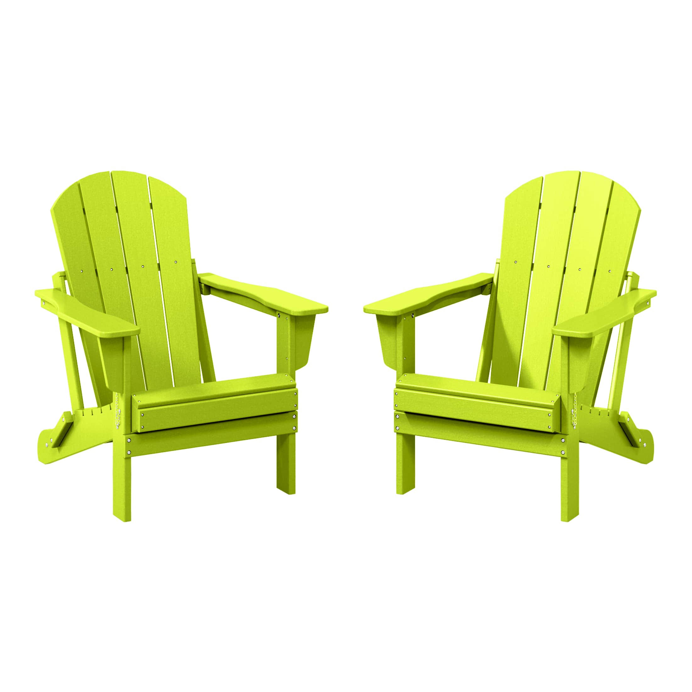 WestinTrends - Malibu Outdoor HDPE Folding Poly Adirondack Chairs (Set of 2) - Lime