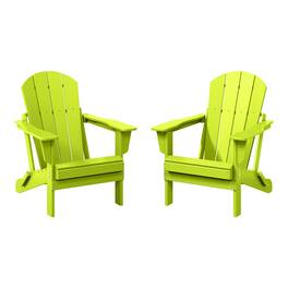 WestinTrends - Malibu Outdoor HDPE Folding Poly Adirondack Chairs (Set of 2) - Lime