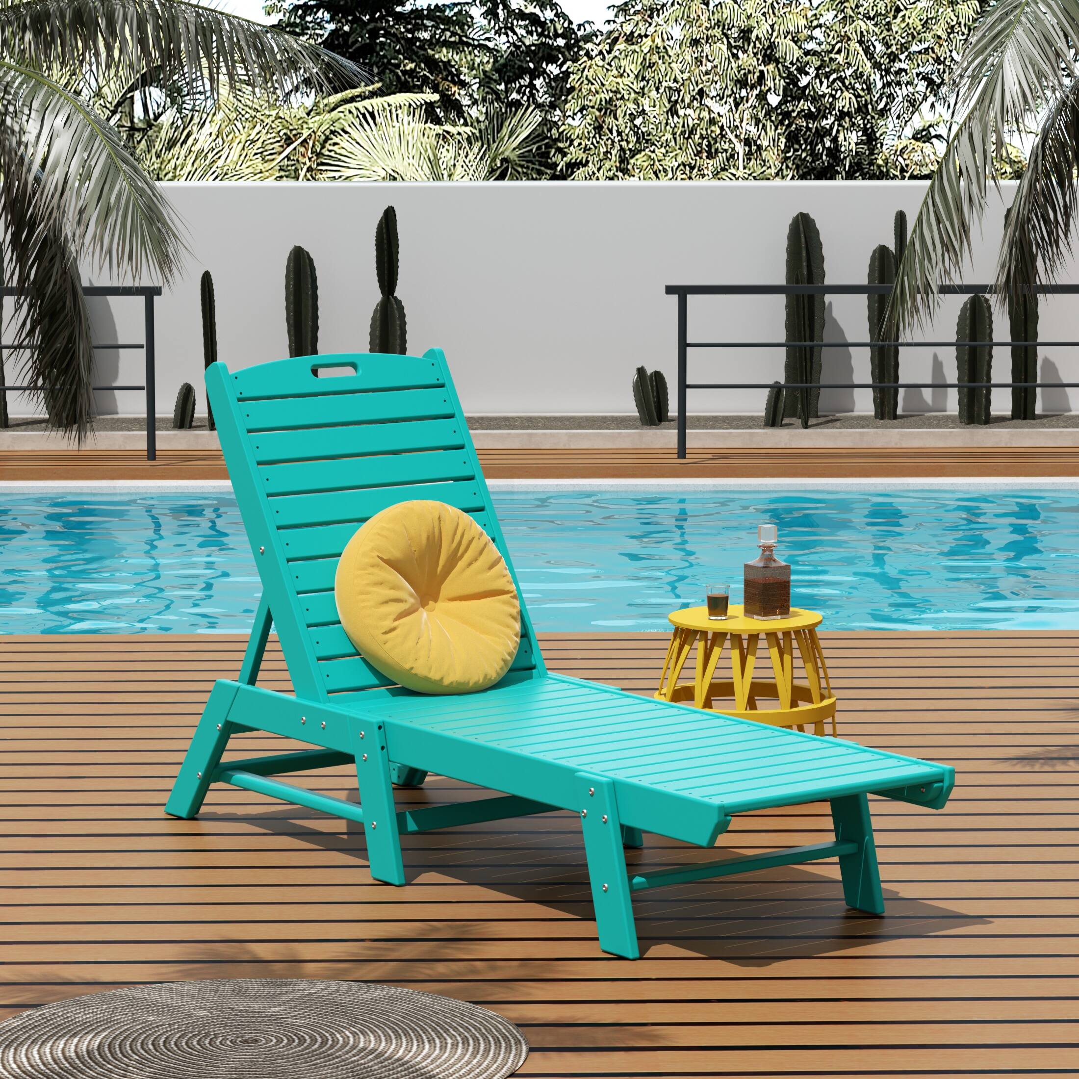 Angle. WestinTrends - WestinTrends Malibu Poly Reclining Outdoor Patio Chaise Lounge Chair Adjustable - Turquoise.