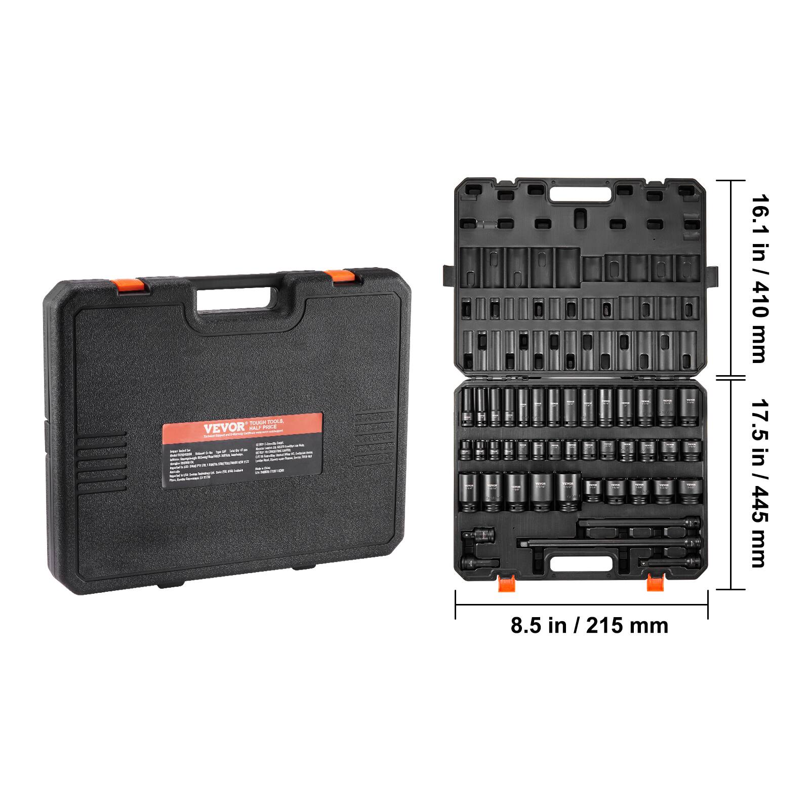 TOURHY TOpLE VEVOR  PE I - I  - - I - - - . - - I -. - 1 - 16.1 in / 410 mm 17.5 in / 445 mm 8.5 in / 215 mm