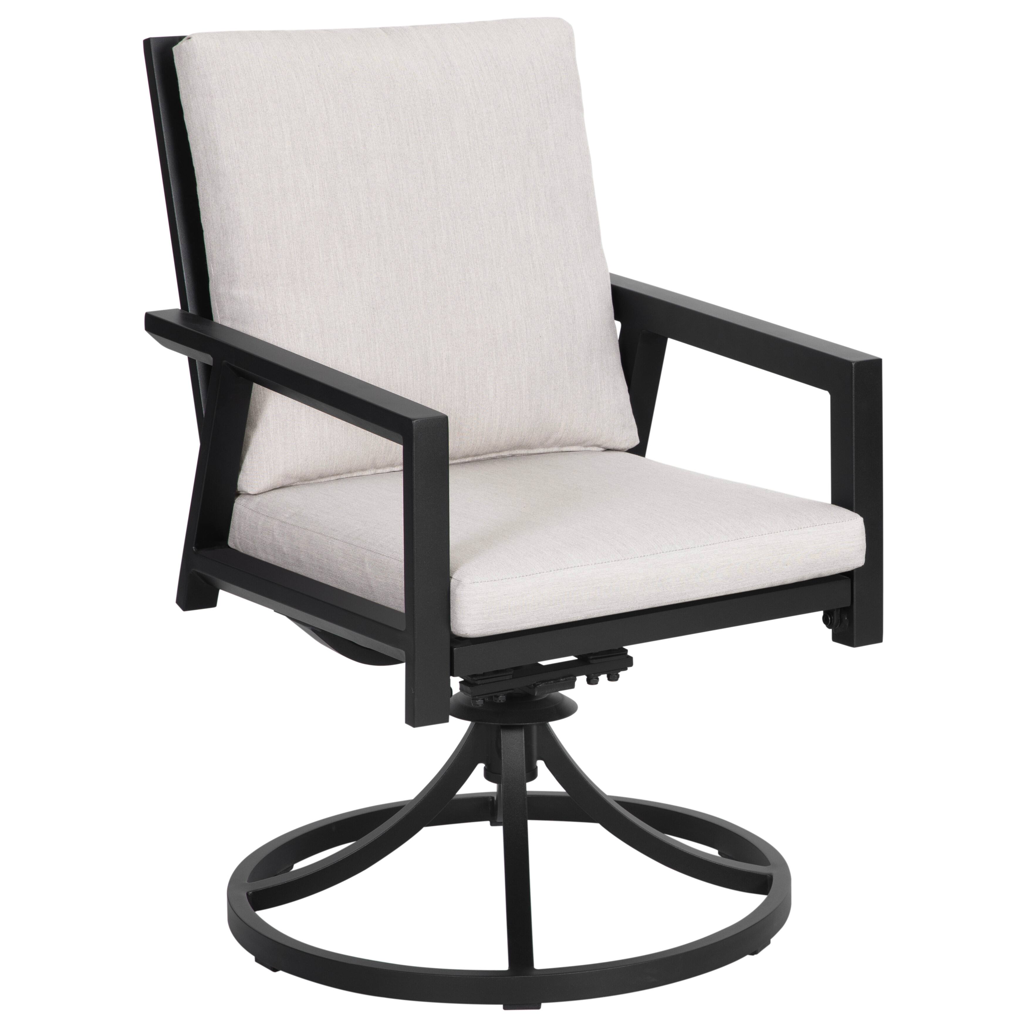 Alt View 4. Nuu Garden - Outdoor 2-Piece Aluminum Swivel Chairs with Gray Cushions - Black and Gray.