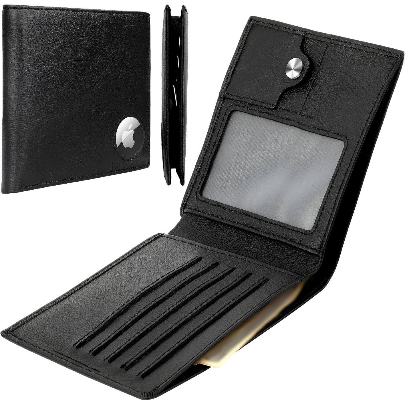 Alt View 17. SaharaCase - Genuine Leather Wallet Case for Apple AirTag - Black.