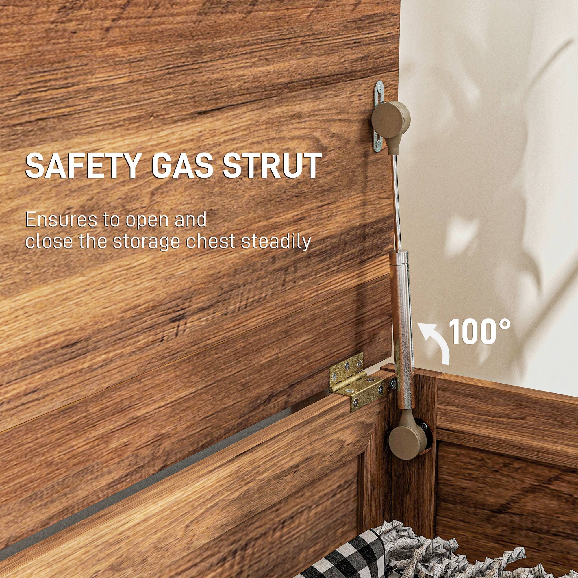 SAFETY GAS STRUT  
Ensures to open and close the storage chest steadily  
100°