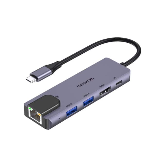 GEEKOM - Laptop Docking Station Dual Monitor, 5-in-1 USB-C Hub