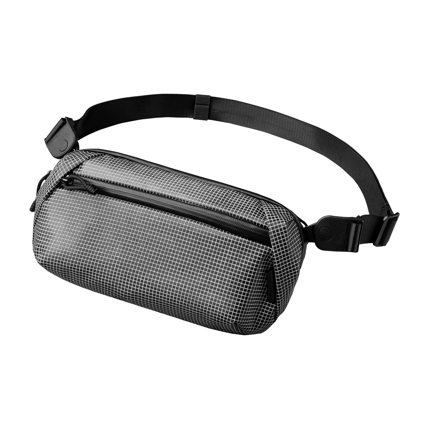 Front. ALPAKA - Lightweight Crossbody Sling Bag for Travel, Phone, Wallet & Passport, Momentum Sling, Weather-Resistant - Axodyne hybrid Grey.