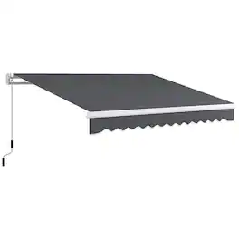 Outsunny - x 8' Patio Awning, Manual Retractable Sun Shade with UV Protection and Easy Crank Opening - Dark Gray